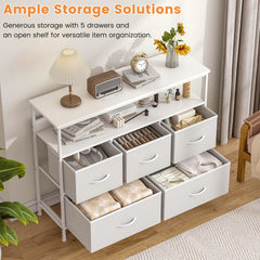 A Multi-functional Bedroom Furniture Piece Featuring A 5-drawer Dresser, TV Stand, Large Storage Cabinet, And A Closet Organizer With Fabric Drawers All Designed For Efficient Storage And Organization In Your Living Space 100x30x80cm