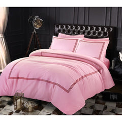 Embroided Baratta Stitch Duvet Cover Set with Matching Pillowcases - Ultra-soft Brushed Microfibre – Chic & Modern Design – Easy Care & Machine Washable