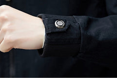 Men'S Solid Color Plaid Lining Cargo Jacket Autumn And Winter Multi-Pocket Design Stylish Long Sleeve Stand Collar Street Jacket Outdoor Coat Locomotive Jacket