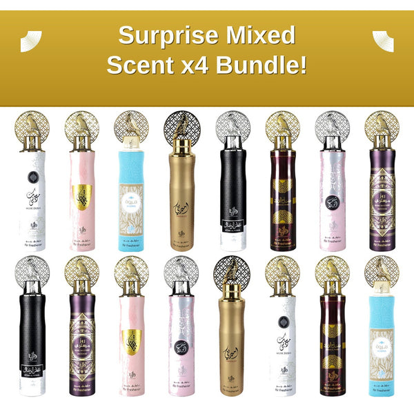4pcs Dubai Air Fresheners Mixed Scent Bundle Arabian Surprise Pack Authentic Luxury Scent Oud Fragrance 300ml Made in Dubai UAE 4 Pack
