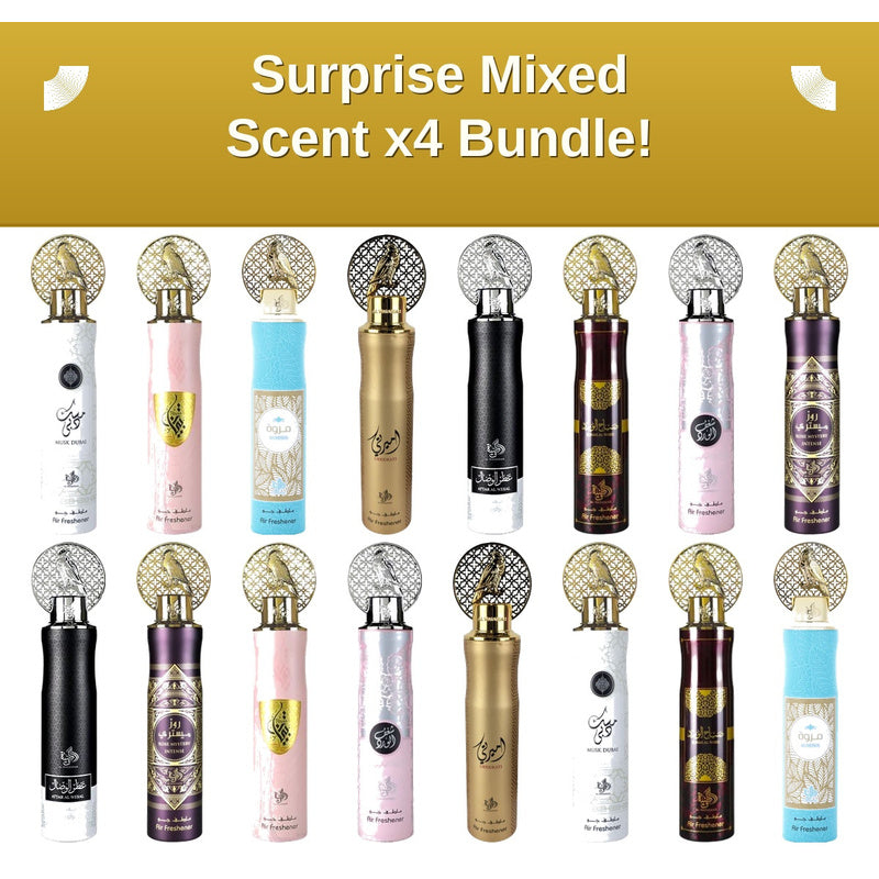 4pcs Dubai Air Fresheners Mixed Scent Bundle Arabian Surprise Pack Authentic Luxury Scent Oud Fragrance 300ml Made in Dubai UAE 4 Pack