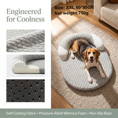 Orthopedic Cooling Dog Bed, Breathable Summer Pet Bed with Raised Edge, Soft Washable Dog Bed Mat for Small to Medium Dogs And Cats, Non-Slip Pet Mat for All-Season Use