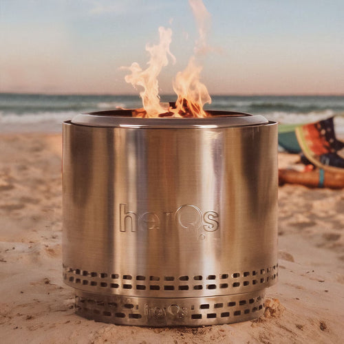 Herqs Blaze 50Cm Wood Burning Stainless Steel Fire Pit Bundle