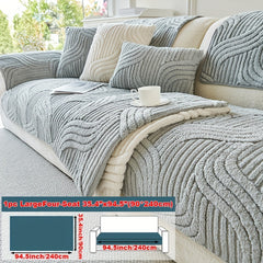 1pc Plush Non-Slip Sofa Cover, Modern Luxury, Pet-Friendly, Breathable, Fashionable Home Decor