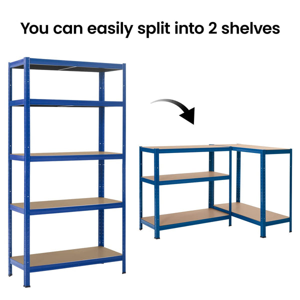 5 Tier Metal Shelving Unit, Heavy Duty Garage Shelving Units, Racking Shelving for Warehouse Workshop Office 148*75*30cm