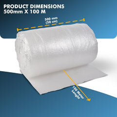 Bubble Roll Wrap 500mm x 100m, Large Protective Packaging Wrap for Moving, Shipping & Storage