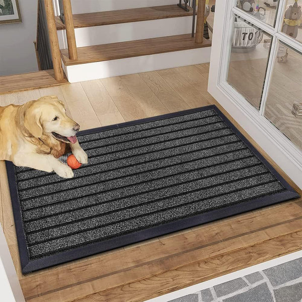 1pc Indoor/Outdoor Rug – 7 Stripe Polypropylene Woven Design with PVC Rubber Back – Heavy-Duty, Waterproof, Non-Slip Dirt-Grabber – Ideal for Entrance, Hallway, Kitchen, Living Room & High-Traffic Areas