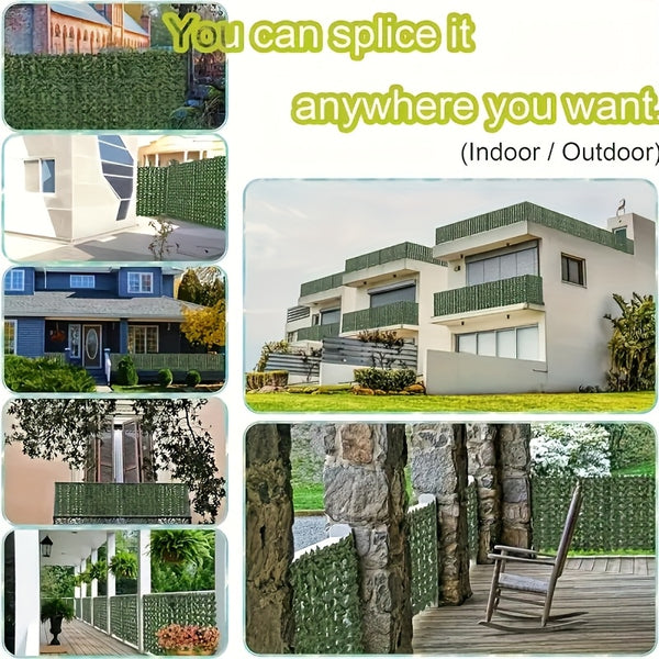 1 Roll Extra Long 5m Artificial Ivy Privacy Fence Panel - UV-Resistant Plastic Faux Ivy Hedge Screen with 61-70% Light Blocking, Realistic Greenery for Balcony, Garden, Patio & Outdoor Decor, Privacy Fence Panels for Outside, Natural Appearance, Highquali