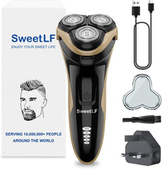 Sweetlf Electric Razor for Men, 120 Min Shaving, Fast UK Adapter (1H Charging),100% Waterproof, Wet & Dry Rotary Shavers for Men with Pop-Up Trimmer, LED Display, Dark Blue