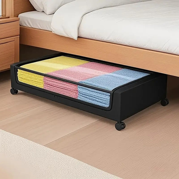 Lunaluke 1/2/4pcs Under Bed Storage with Wheels XXL 60L Large Capacity Rolling Underbed Storage Bins Organizer for Clothes, Shoes, Blankets, Toys, Books and Seasonal Items, Space-Saving Under Bed Drawer Box for Bedroom, Closet, Dorm, Living Room and Kids