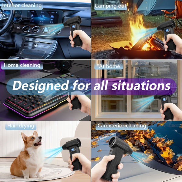 150000 RPM High Speed Violent Turbo Fan High Power Car Dust Blower Multifunctional Portable Violent Camping Fan Handheld Outdoor Camping Hair Dryer, Brushless Motor Turbofan Violent Fan High Speed Turbo Fan, Dust Buster