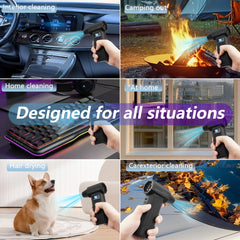 Compressed Air Dust Collector, 150000 RPM Turbo Fan Jet Air Blower Portable High-Speed Air Blower, 5000Mah Rechargeable Battery, Brushless Motor Violent Fan, Handheld Outdoor Hair Dryer, Snow Blower, Suitable for Computer Keyboard, Car, Home