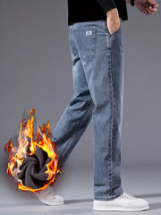 092+1# New Winter Style -Lined Thickened Simple and Stylish Slightly Stretchy Jeans