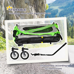 Pawhut 2-In-1 Dog Bike Trailer Stroller W/ Universal Wheel Reflector Flag Green