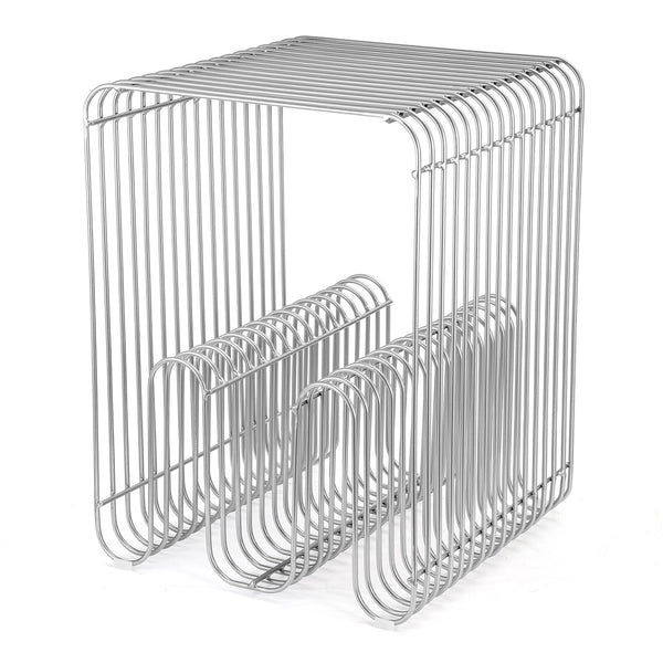 Metal Wire Side Table Magazine Rack Compact End Table for Sofa & Bedside, Modern Minimalist Book Holder Storage, 30.5 x 30.5 x 43 cm