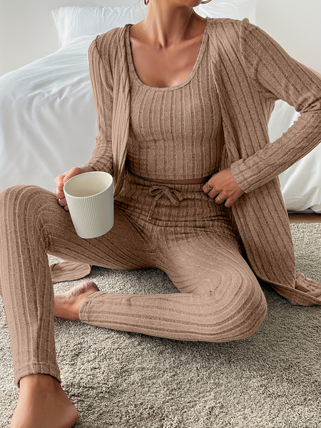 Autumn clothing, casual and elegant Women's three-piece set, stretch fabric, Women's loungewear, suitable for Christmas, holidays, dates, outdoor, beautiful Women's suit.