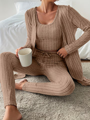 Autumn clothing, casual and elegant Women's three-piece set, stretch fabric, Women's loungewear, suitable for Christmas, holidays, dates, outdoor, beautiful Women's suit.
