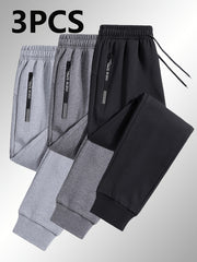 3-Pack Men'S Casual Sports Straight Leg Pants | Loose Fit, Ideal for Gym Training, Holiday Outings, and Outdoor Activities, All-Season, Drawstring Closure, Fiber