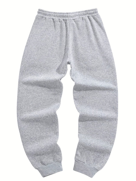 Three-pc Men's Solid Color Plain Elastic Waistband Drawstring Ribbed Cuffed Casual Jogger Pants, Men's Dress Administrative Trousers