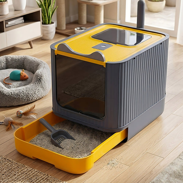 Cat Litter Box, Plastic Pet Toilet, Removable Litter Box, Large Cat Litter Box Hooded Litter Tray Drawer, UV Sterilization and Deodorization, Provide Your Cat with A Comfortable Place