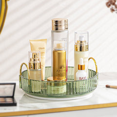 Countertop Organizer Green 3-Tier 23x23x47cm, Spinning High-Capacity Skincare Storage Tray, Bathroom Cosmetics Perfumes Storage Rack, Suitable for Vanity Desk Bathroom Bedroom