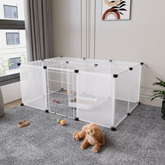 Roofed Cat Playpen System, 12/16/18 Panel Choices, Transparent Cat Enclosure with Top, Complete Kitty Condo with Top Cover, Escape-Proof Indoor Sanctuary, Top Cover Included for Small/Medium Dogs Indoor Protection & Security, Ideal for Indoor Training, Li
