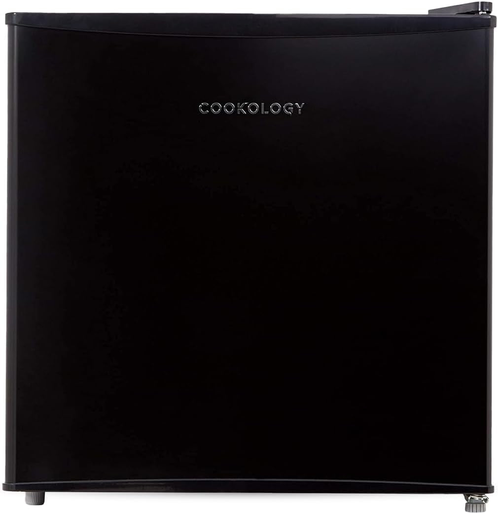 Cookology MFR45BK Small Table Top Mini Fridge in Black - 46 Litre Capacity - for Counter Tops - Reversible Door - Adjustable Temperature Control & Legs - with Chiller Box