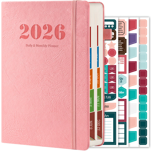 2026 Diary, A5 Diary Planner Daily and Monthly, Diary Page a Day Form January 2026 to December 2026, with Monthly Tabs | 4 Planning Stickers | Inner Pocket, 21.5 X 14.5cm