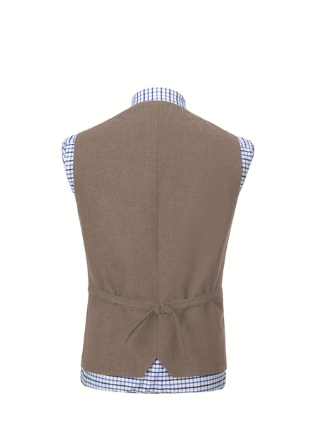 Men'S Vest Wool Blend Herringbone Vintage Men'S Fashion Vest, Groom Best Man Formal Wedding Party Casual Vest