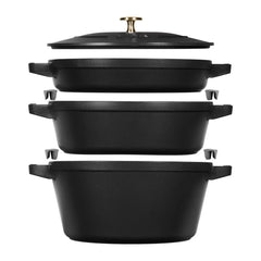 STAUB Stackable 3 Piece Pot Set in Black