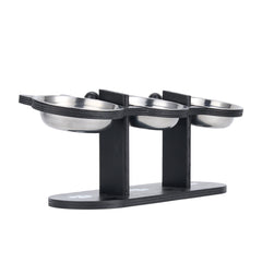 Indoor Raised Feeding Bowl Set for Cats and Dogs Pet Feeding Station with 3 Bowls and Tilted Design for Comfortable Eating Experience 32x13x15cm