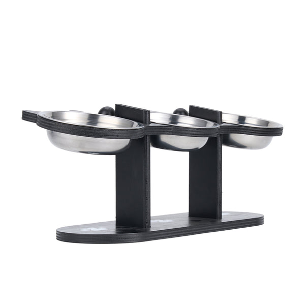 Indoor Raised Feeding Bowl Set for Cats and Dogs Pet Feeding Station with 3 Bowls and Tilted Design for Comfortable Eating Experience 32x13x15cm