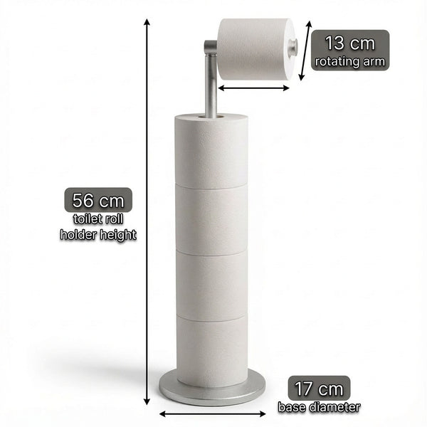 ZISH Toilet Roll Holder Free Standing - Stainless Steel Bathroom Toilet Paper Organizer and Dispenser - No Drill Toilet Roll Stand Freestanding - Up to 5 Toilet Roll Storage