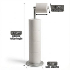 ZISH Toilet Roll Holder Free Standing - Stainless Steel Bathroom Toilet Paper Organizer and Dispenser - No Drill Toilet Roll Stand Freestanding - Up to 5 Toilet Roll Storage