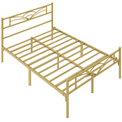 Costoffs Metal-Framed Bed, Metal-Framed Bed Base with Storage, Metal Platform Bed Frame with Headboard and Metal Bed Slats, Easy Assembly Bed, Single/Double/ Size Metal Bed Frame, Bed Foundation
