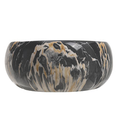 1pc Countertop Bathroom Sink, Black Marble Texture Oval Ceramic Wash Basin, Porcelain Ceramic Vessel Vanity Sink for Vanity Cabinet Cloakroom, Laundry Room, Bathroom, Washroom, 48x34x14cm