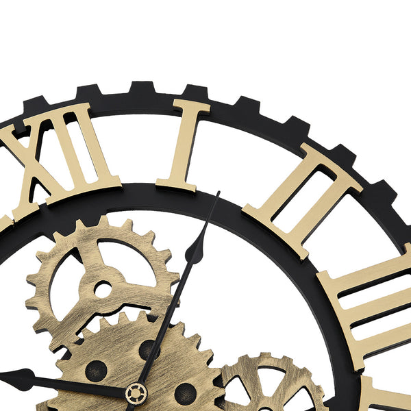 50cm European Vintage Gear Wall Clock with Large Roman Numerals, Outdoor Garden Wall Clock, Industrial Style Giant Open Face Skeleton Clock, Silent Non-Ticking Quartz Clock, Living Room Bedroom Office Kitchen Patio Bar Farmhouse Clock, Christmas & Hallowe