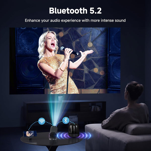Mini Projector, Polocsh Projector Wifi6 and BT5.2, Portable Projektor 4K Support with Android 11.0, 180° Rotatable, Auto Keystone, 130″ Display and 50% Zoom,Outdoor Projector 2025 Upgrade, Steelgrey