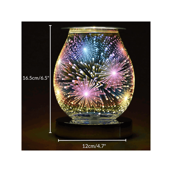 3D Firework & Lightning Effect Electric Wax Melt Burner Lamp – Aromatherapy Oil Burner, Fragrance Diffuser & Warmer for Home Décor, Bedroom & Living Room – Decorative 17cm Touch Lamp