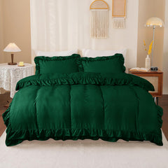 3-Piece Ruffle Frilled Duvet Cover Set – Soft, Comfortable Bedding with Pillowcases, Button Closure, Elegant Layered Design