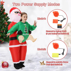Poptrend Inflatable Santa Costume for Adult Kids, Christmas Inflatable Blow up Claus Costume Cosplay Party Halloween Christmas Suit Xmas Costume Fancy Dress