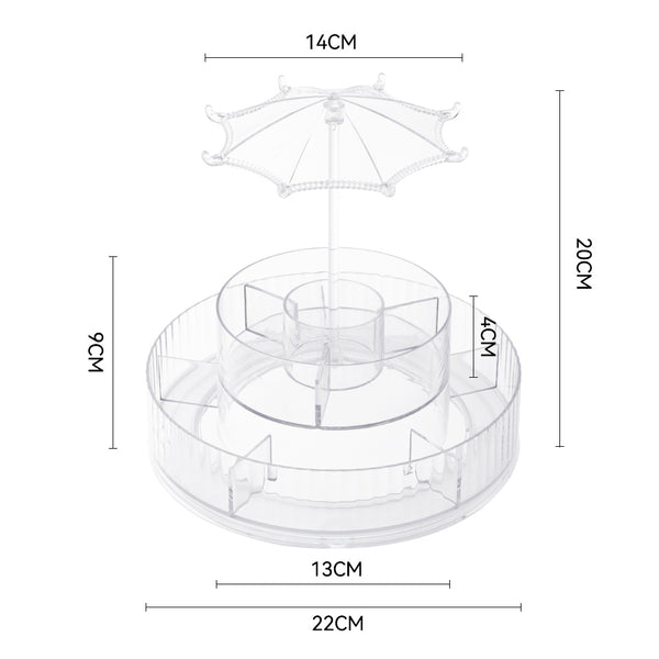 Hanging Jewellery Storage with Umbrella Shaped Jewellery Rack, Desktop Cosmetics Holder, Layered Storage Space, Rotatable Cosmetics Stand 360° Rotatable Makeup Organizer for Jewellery Makeup Storage,Desktop Decoration