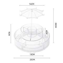 Hanging Jewellery Storage with Umbrella Shaped Jewellery Rack, Desktop Cosmetics Holder, Layered Storage Space, Rotatable Cosmetics Stand 360° Rotatable Makeup Organizer for Jewellery Makeup Storage,Desktop Decoration