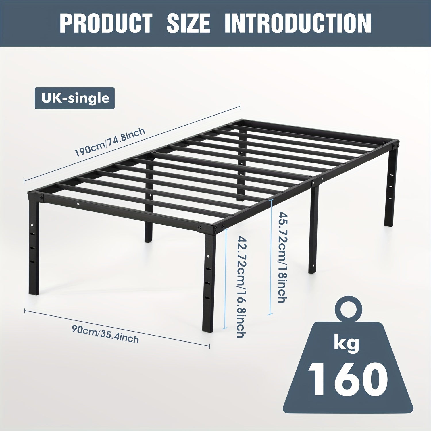 Black Single/Double/King Size Metal Platform Bed Frame With Stable Metal Support And Underbed Storage, 35.56cm Height Mattress Foundation, No Box Spring Needed, Easy Assembly