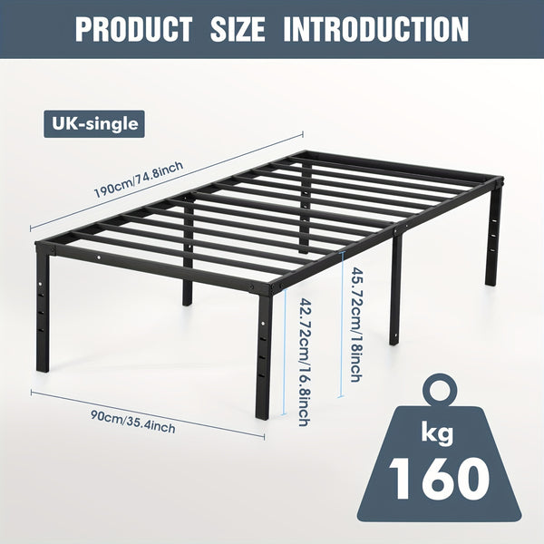Black Single/Double/King Size Metal Platform Bed Frame With Stable Metal Support And Underbed Storage, 35.56cm Height Mattress Foundation, No Box Spring Needed, Easy Assembly