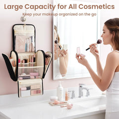 Hanging Toiletry Bag Large Makeup Bag for Women Travel Wash Bag Portable Cosmetic Case with Handle Travel Essentials Organiser for Full Size Cosmetics & Toiletries