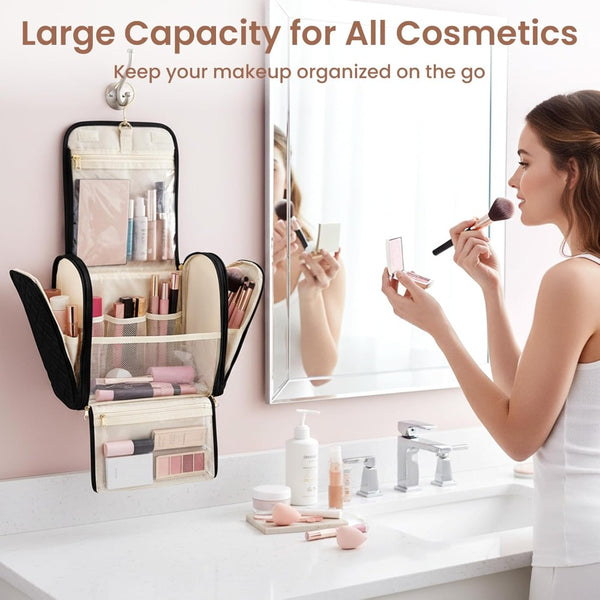 Hanging Toiletry Bag Large Makeup Bag for Women Travel Wash Bag Portable Cosmetic Case with Handle Travel Essentials Organiser for Full Size Cosmetics & Toiletries