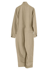 Men's Solid Color Cargo Jumpsuit with Full Zip, Long Sleeves and Front Pockets
