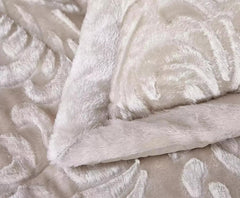 3pcs Embossed Bedspread Set - Coverless Comforter with 2 Pillow Shams, Lightweight All-Season Bedding - Soft Teddy Fleece Bedspread