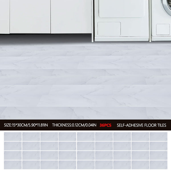 36pcs Self Adhesive Vinyl Flooring, 15X30cm Wood & & Stone Grain Effect Peel and Stick Floor Tiles, Waterproof Flooring Stickers for Home Office Bedroom Kitchen Living Room